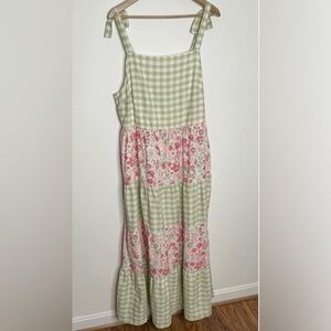 Floral and Gingham Maxi Dress